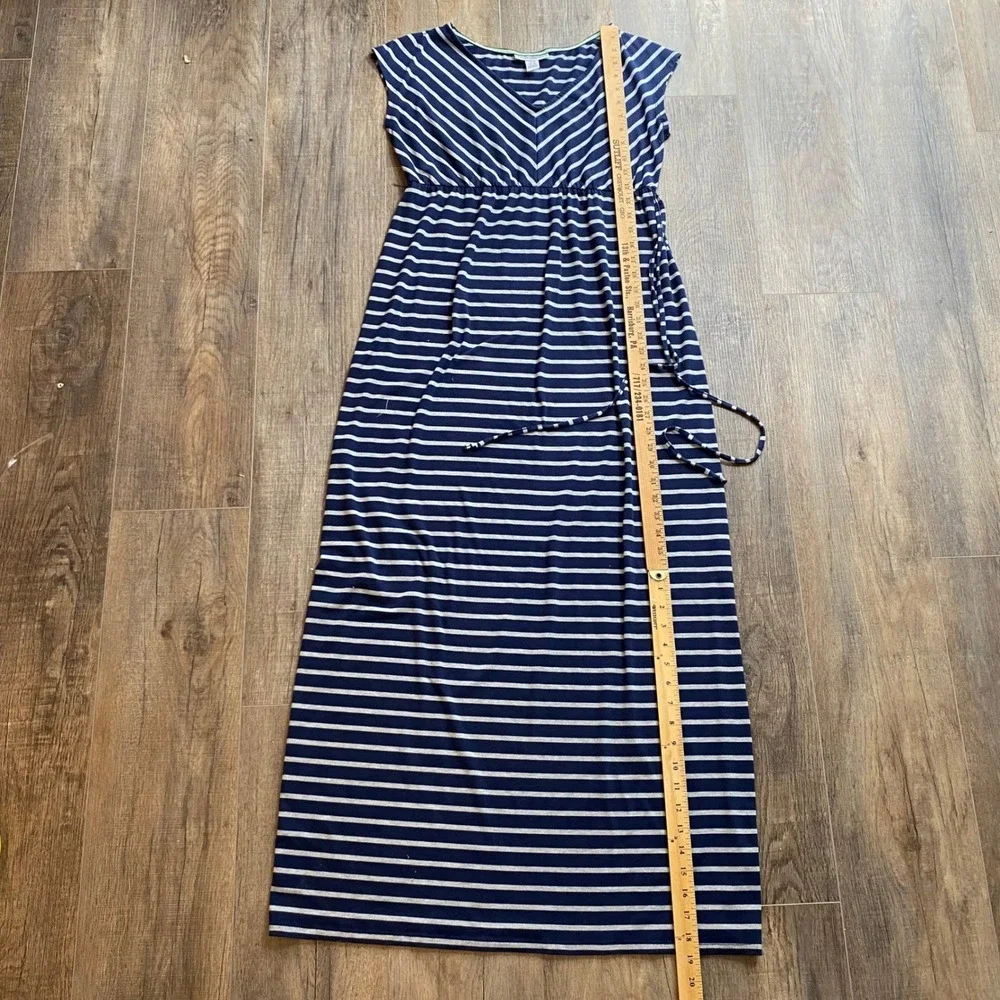 Motherhood Maternity Navy Blue White Striped Sleeveless Maxi Dress Small, Spring - Picture 6 of 6